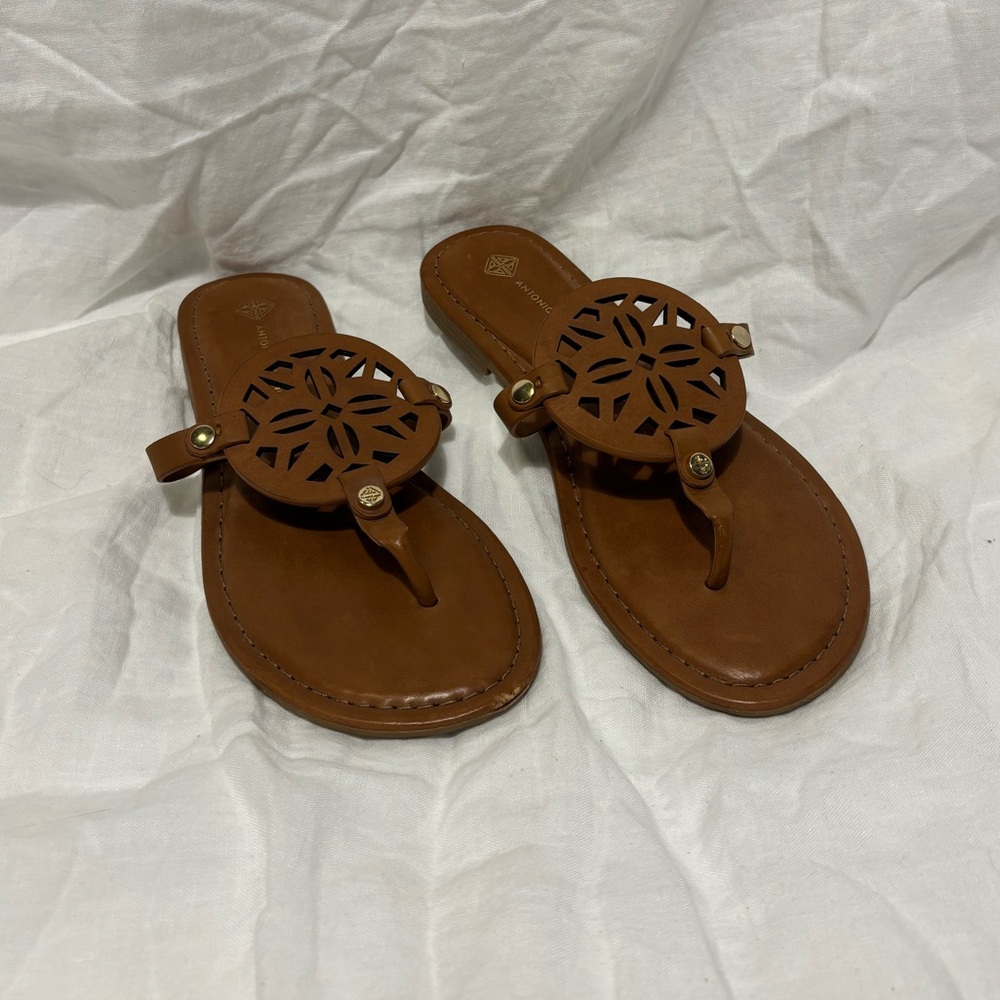 Antonio Melani brown leather sandals women's size 8